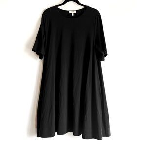 COS Black A-Line Midi Dress Casual Crew Neck Size Large